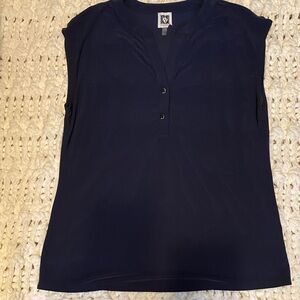 Anne Klein Midnight Blue Sleeveless Blouse